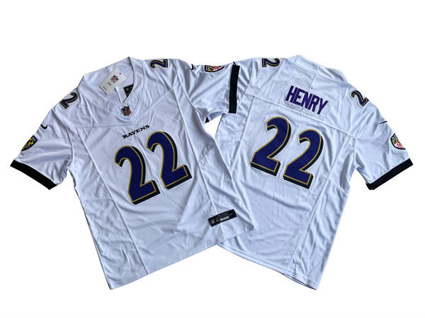  Mens Baltimore Ravens #22 Derrick Henry Nike White Vapor F.U.S.E. Limited Jersey 