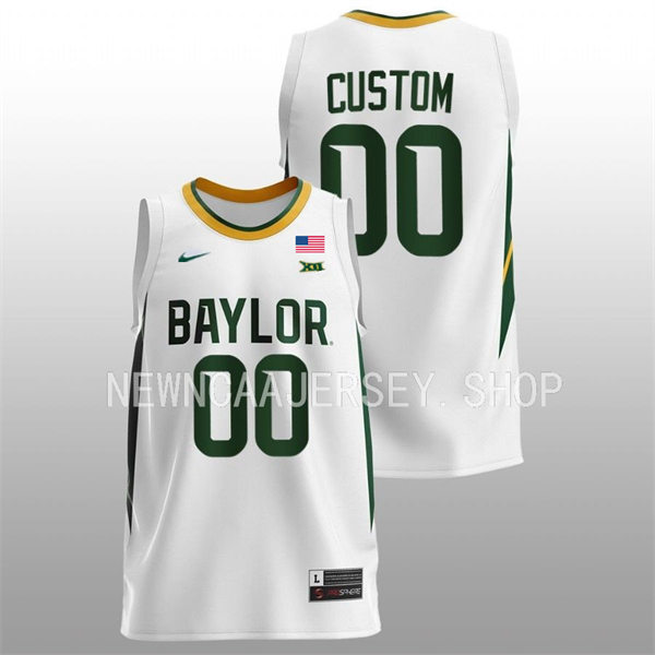  Mens Baylor Bears Custom Nike 2020 White NCAA College Basketball Jersey 