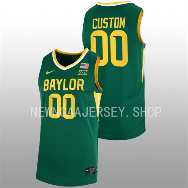  Mens Baylor Bears Custom Nike Green NCAA College Basketball Jersey 