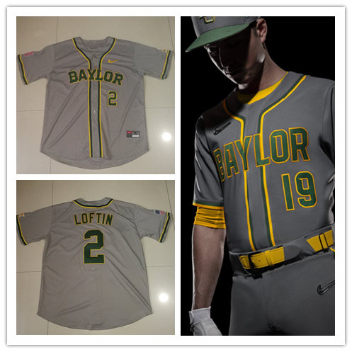  Mens Baylor Bears Custom Nike Grey NCAA College Baseball Jersey 
