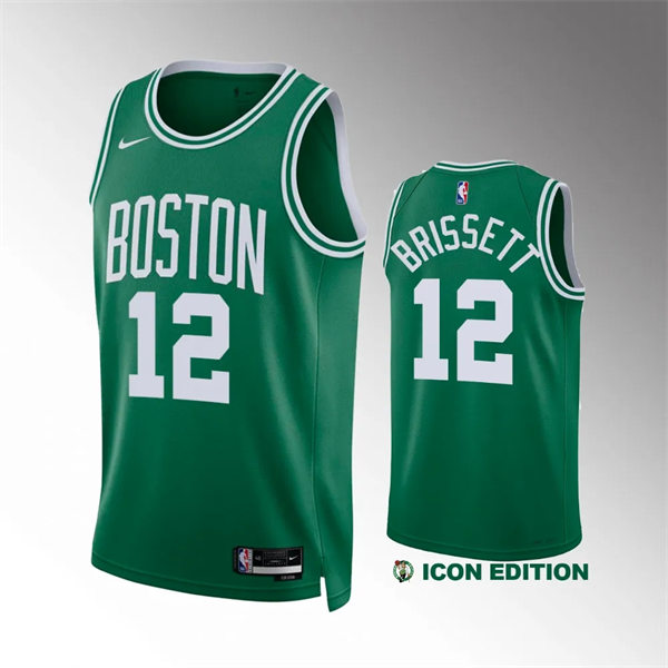  Mens Boston Celtics #12 Oshae Brissett Kelly Green Icon Edition Jersey 