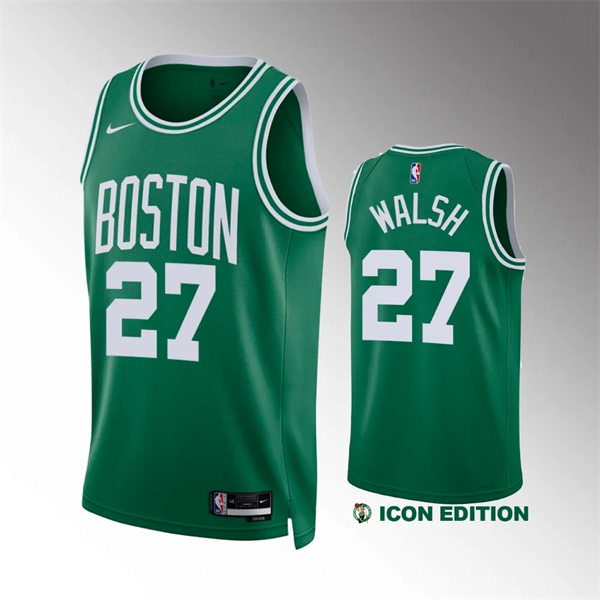  Mens Boston Celtics #27 Jordan Walsh Kelly Green Icon Edition Jersey 