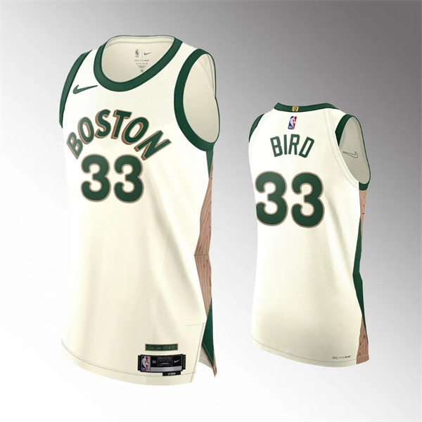  Mens Boston Celtics #33 Larry Bird 2023-24 Cream City Edition Player Jersey 
