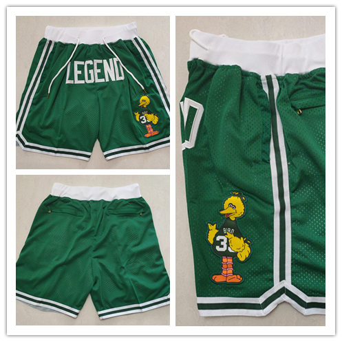  Mens Boston Celtics #33 Larry Bird Green Swingman Embroidered Shorts 