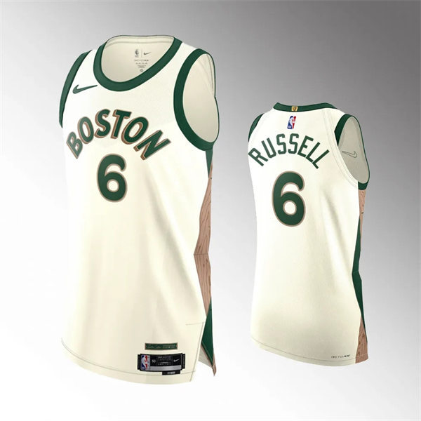  Mens Boston Celtics #6 Bill Russell 2023-24 Cream City Edition Player Jersey 