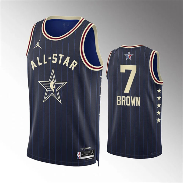  Mens Boston Celtics #7 Jaylen Brown Navy 2024 NBA All-Star Game Swingman Jersey 