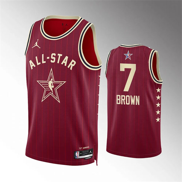  Mens Boston Celtics #7 Jaylen Brown Red 2024 NBA All-Star Game Swingman Jersey 