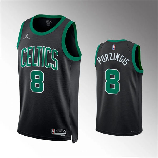  Mens Boston Celtics #8 Kristaps Porzingis Black Statement Edition Jersey 