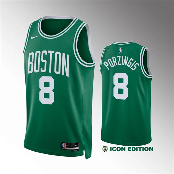  Mens Boston Celtics #8 Kristaps Porzingis Kelly Green Icon Edition Jersey 