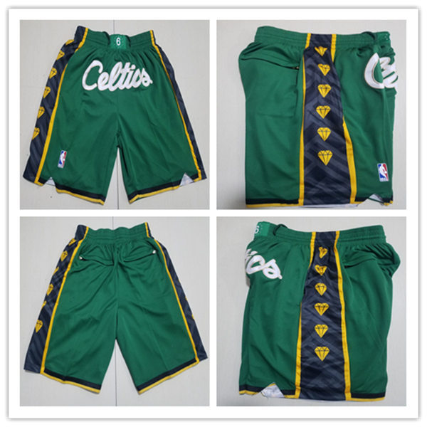  Mens Boston Celtics Kelly Green 2022-23 City Edition Justdon Pockets Shorts 
