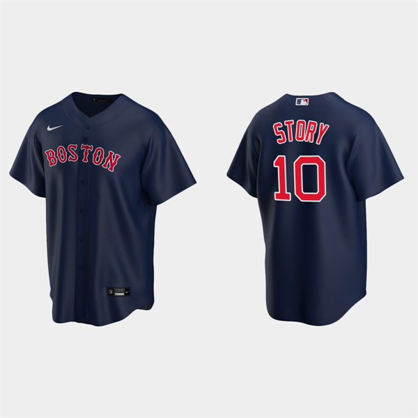  Mens Boston Red Sox #10 Trevor Story Nike Navy Alternate Cool Base Jersey 