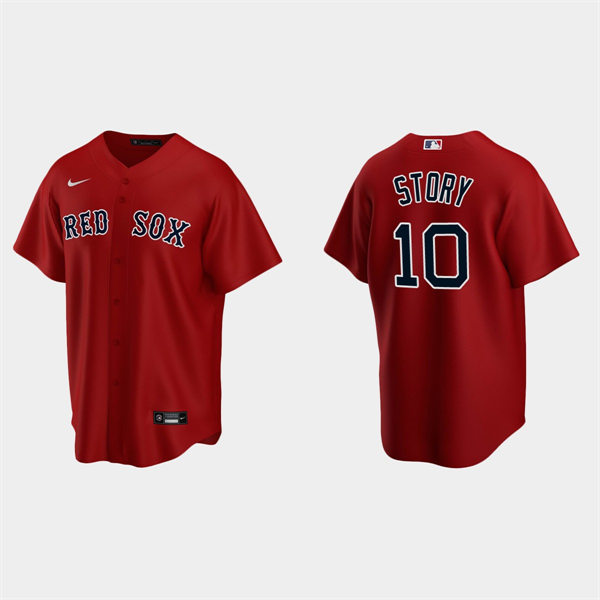  Mens Boston Red Sox #10 Trevor Story Nike Red Alternate with Name Cool Base Jersey 