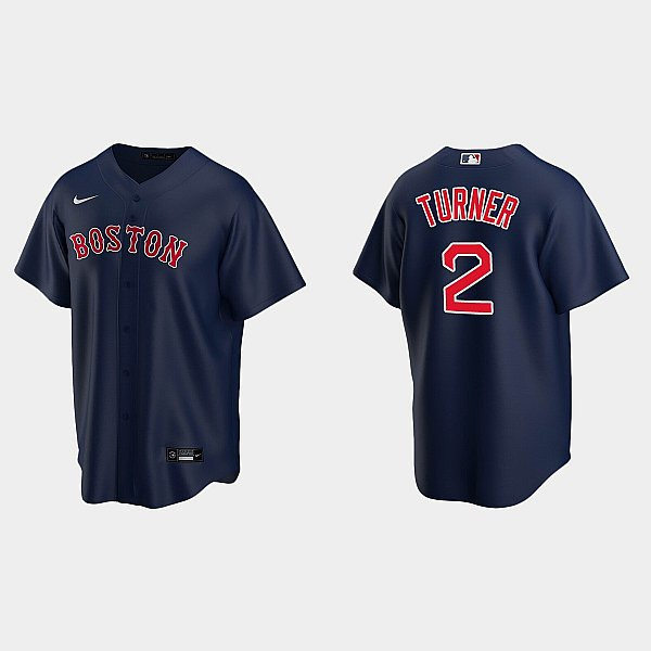  Mens Boston Red Sox #2 Justin Turner Nike Navy Alternate Cool Base Jersey 