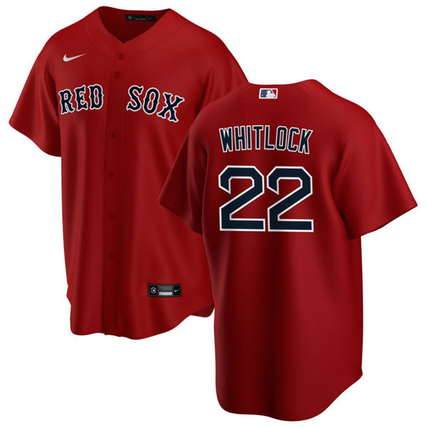  Mens Boston Red Sox #22 Garrett Whitlock Nike Red Alternate with Name Cool Base Jersey 
