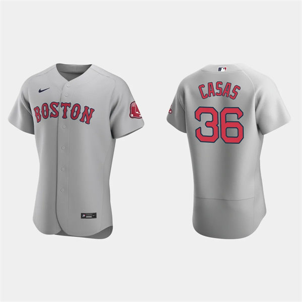  Mens Boston Red Sox #36 Triston Casas Nike Gray Road Flex Base Jersey 
