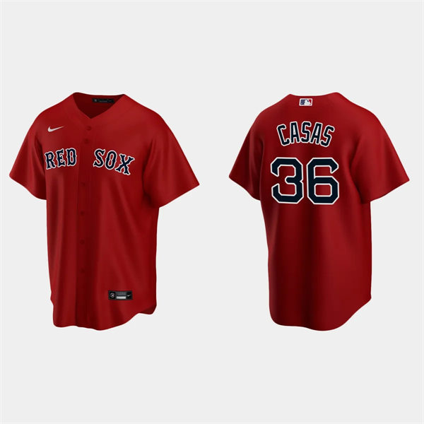  Mens Boston Red Sox #36 Triston Casas Nike Red Alternate with Name Cool Base Jersey 