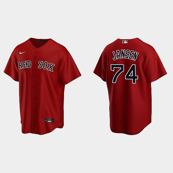  Mens Boston Red Sox #74 Kenley Jansen Nike Red Alternate with Name Cool Base Jersey 