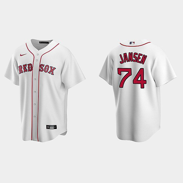  Mens Boston Red Sox #74 Kenley Jansen Nike White Home with Name Cool Base Jersey 