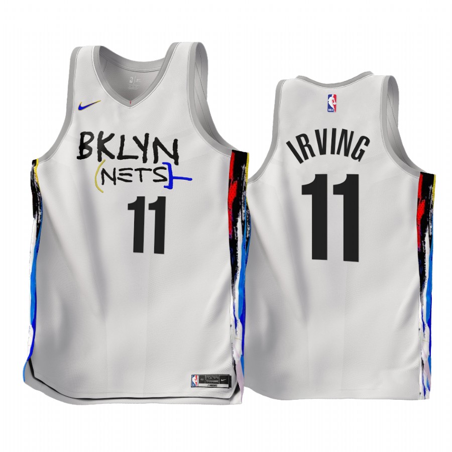  Mens Brooklyn Nets #11 Kyrie Irving Nike White 2022-23 City Edition Swingman Jersey 