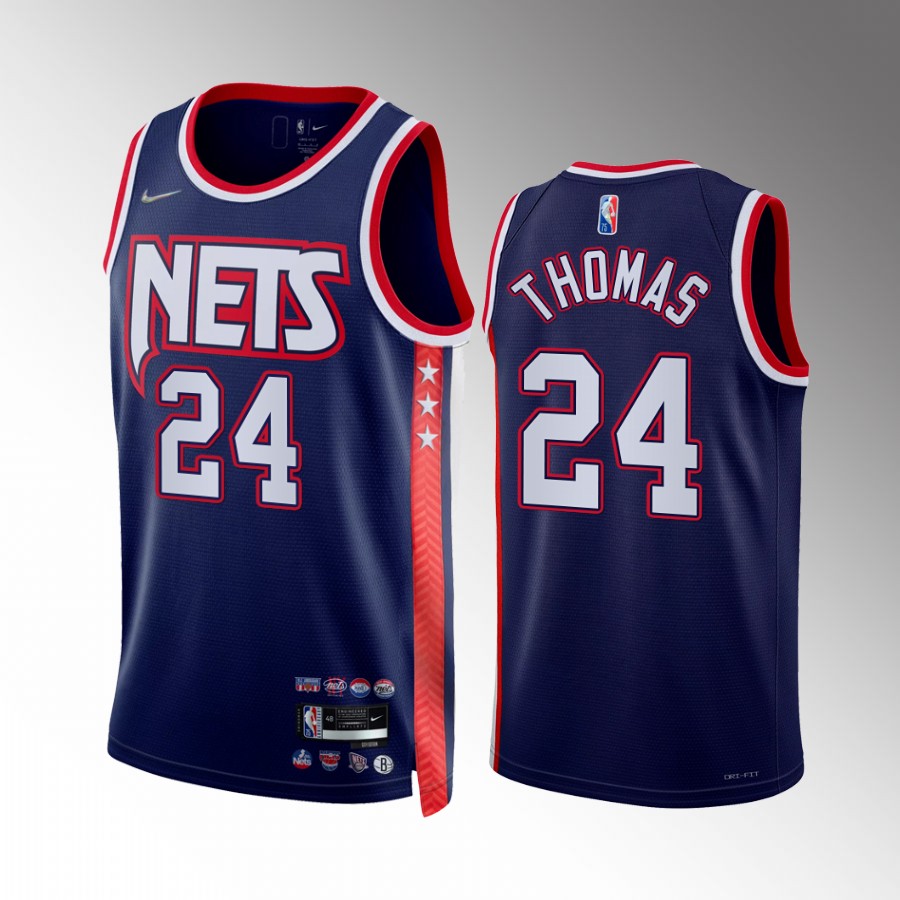  Mens Brooklyn Nets #24 Cam Thomas Diamond Nike Navy NBA 75TH 2021-22 City Edition Jersey 