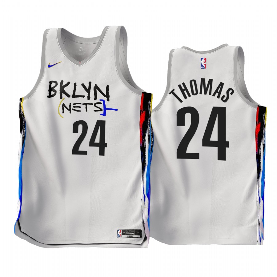  Mens Brooklyn Nets #24 Cam Thomas Nike White 2022-23 City Edition Swingman Jersey 
