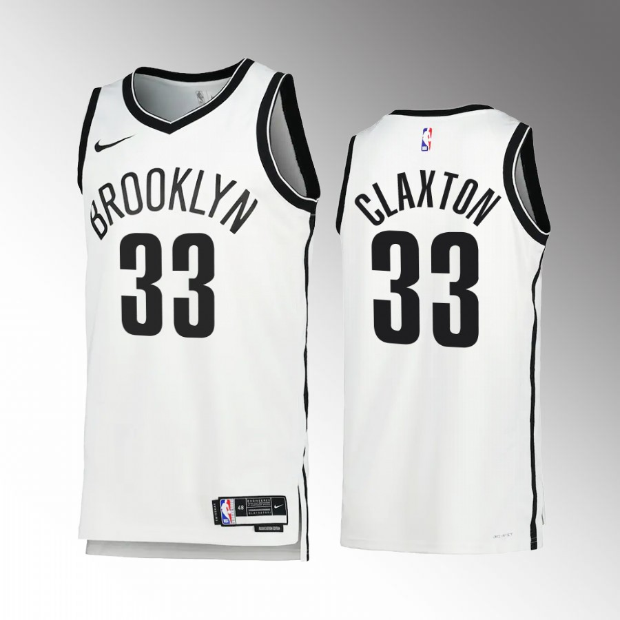  Mens Brooklyn Nets #33 Nic Claxton Nike White Association Edition Player Jersey 