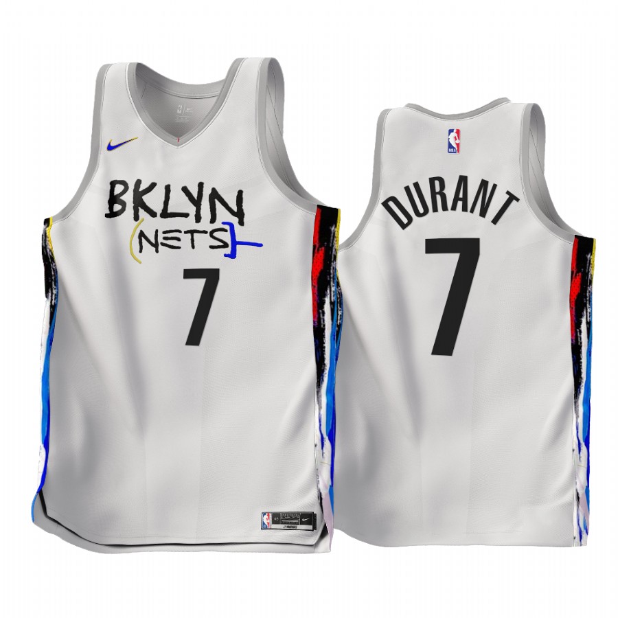  Mens Brooklyn Nets #7 Kevin Durant Nike White 2022-23 City Edition Swingman Jersey 