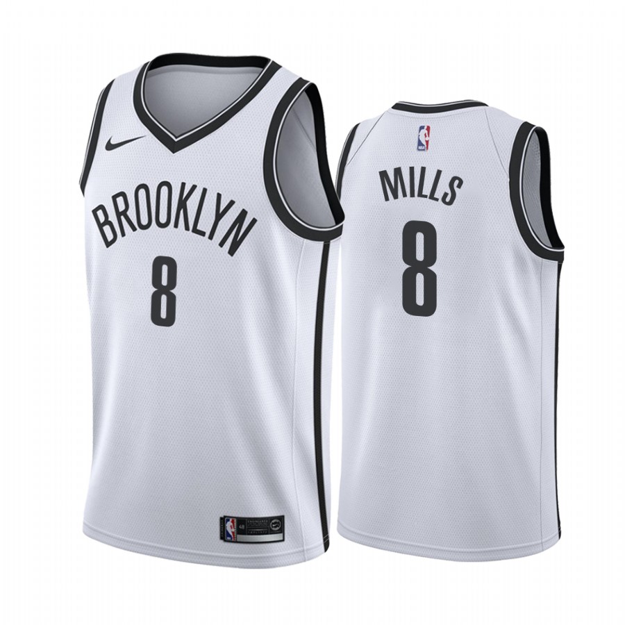  Mens Brooklyn Nets #8 Patrick Mills Nike White Association Edition Player Jersey 