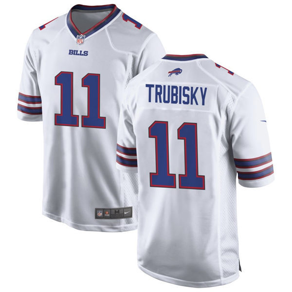 Mens Buffalo Bills #11 Mitch Trubisky Nike White Away Vapor Limited Jersey 