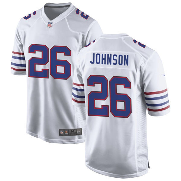  Mens Buffalo Bills #26 Ty Johnson Nike White Alternate Retro Vapor Limited Jersey 