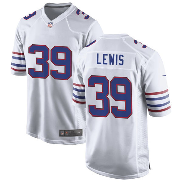  Mens Buffalo Bills #39 Cam Lewis Nike White Alternate Retro Vapor Limited Jersey 
