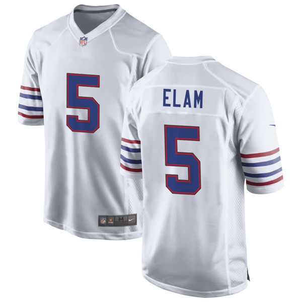  Mens Buffalo Bills #5 Kaiir Elam Nike White Alternate Retro Vapor Limited Jersey 
