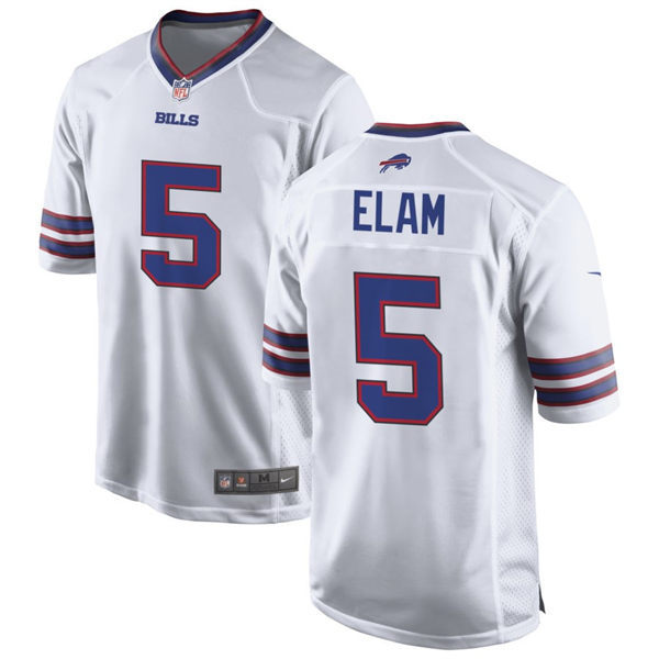  Mens Buffalo Bills #5 Kaiir Elam Nike White Away Vapor Limited Jersey 