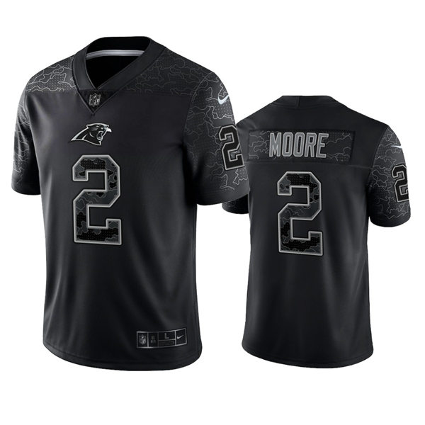  Mens Carolina Panthers #2 D.J. Moore Black Rflctv Limited Jersey 