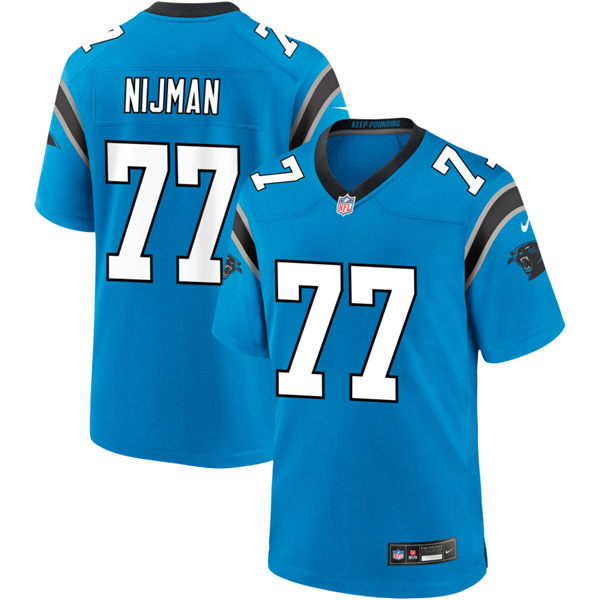  Mens Carolina Panthers #77 Yosh Nijman Nike Blue Vapor Untouchable Limited Jersey 
