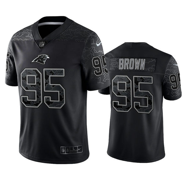  Mens Carolina Panthers #95 Derrick Brown Black Reflective Limited Jersey 