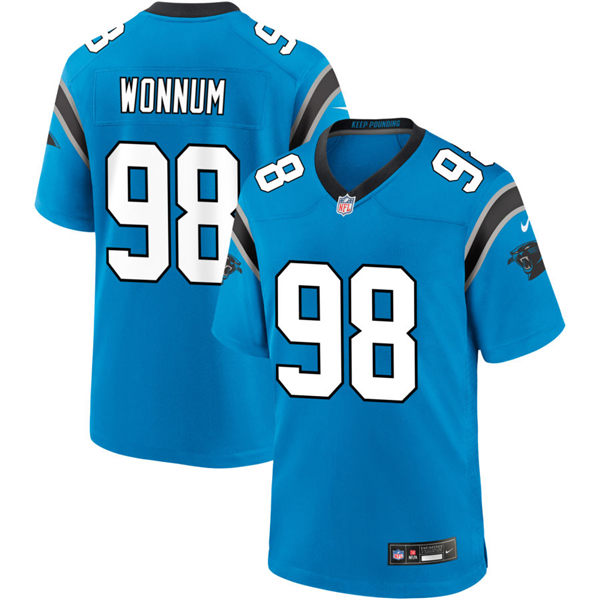  Mens Carolina Panthers #98 D.J. Wonnum Nike Blue Vapor Untouchable Limited Jersey 
