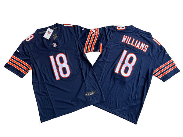  Mens Chicago Bears #18 Caleb Williams Nike Navy Vapor Untouchable Limited Jersey( 