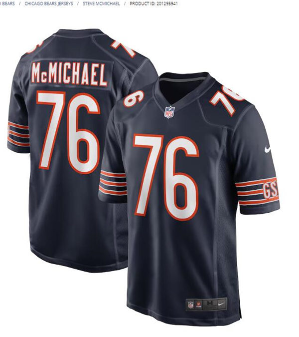  Mens Chicago Bears Retired Player #76 Steve McMichael  Nike Navy Vapor Untouchable Limited Jersey 