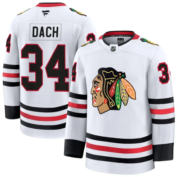  Mens Chicago Blackhawks #34 Colton Dach Fanatics Away White Jersey 