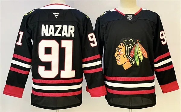  Mens Chicago Blackhawks #91 Frank Nazar Fanatics Black Alternate Jersey 