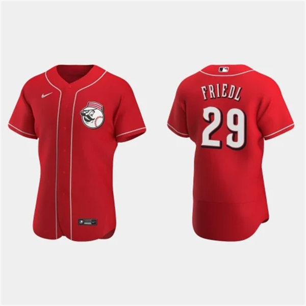 Mens Cincinnati Reds #29 TJ Friedl Nike Scarlet Alternate Logo Vapor Premier Elite Jersey (2) 