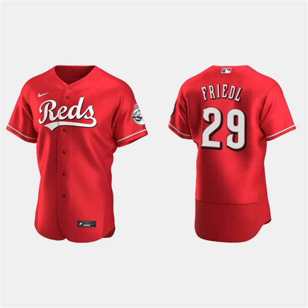  Mens Cincinnati Reds #29 TJ Friedl Nike Scarlet Alternate Reds Vapor Premier Elite Jersey (1) 
