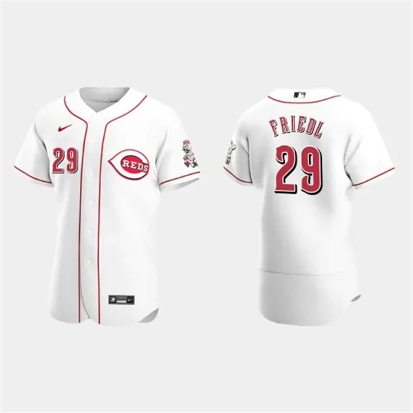  Mens Cincinnati Reds #29 TJ Friedl Nike White Home Vapor Premier Elite Jersey (3) 