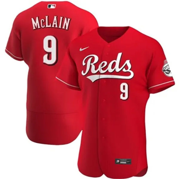  Mens Cincinnati Reds #9 Matt McLain Nike Scarlet Alternate Reds Vapor Premier Elite Jersey (1) 