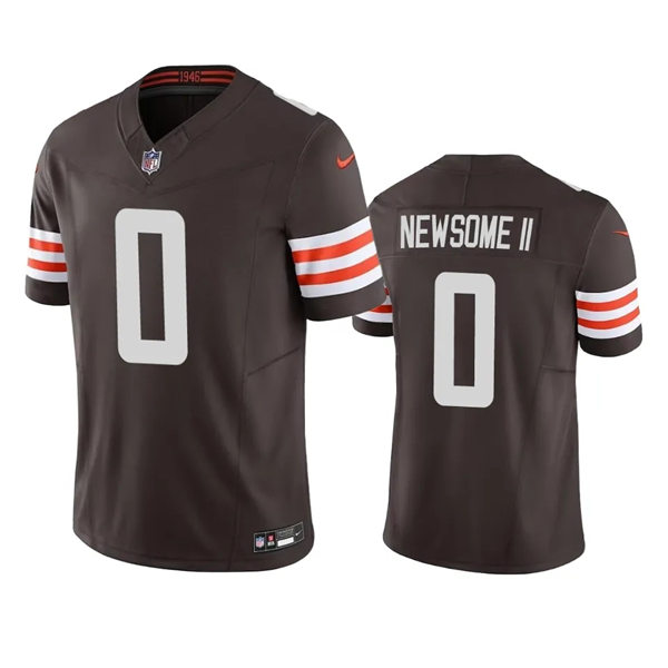  Mens Cleveland Browns #0 Greg Newsome II Nike Brown Home Vapor Limited Jersey 
