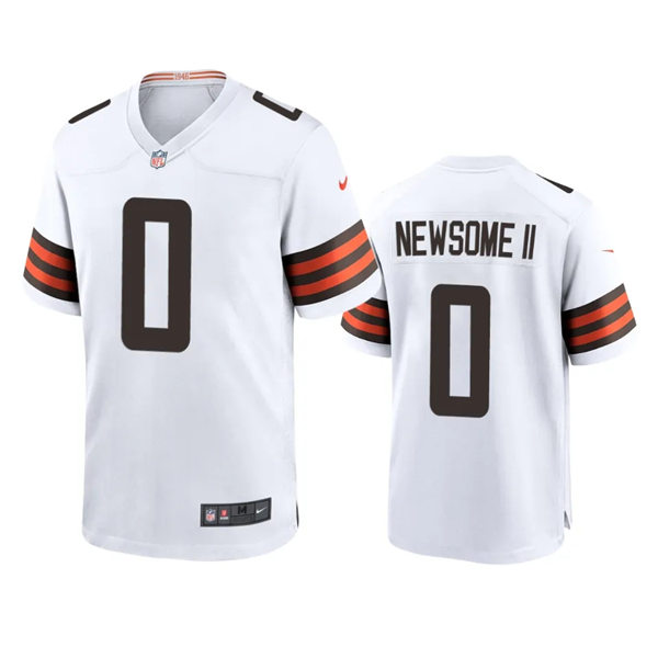  Mens Cleveland Browns #0 Greg Newsome II Nike White Away Vapor Limited Jersey 