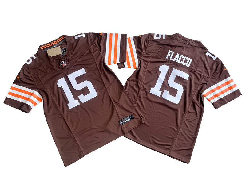  Mens Cleveland Browns #15 Joe Flacco Nike Brown Home Vapor F.U.S.E. Limited Jersey 