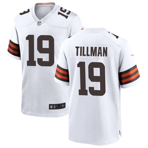  Mens Cleveland Browns #19 Cedric Tillman Nike White Away Vapor Limited Jersey 