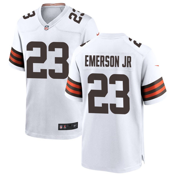  Mens Cleveland Browns #23 Martin Emerson Jr Nike White Away Vapor Limited Jersey 